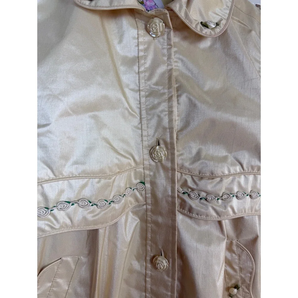 Vtg F. W.‎ Fischer Floral Coquette Girls Trench Dress Event Coat Sz 6X